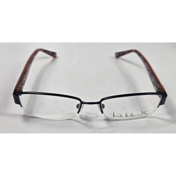 Nicole Miller Eyeglasses Black Frames‎ Leopard Print Arms 50-16-140 New main image 6